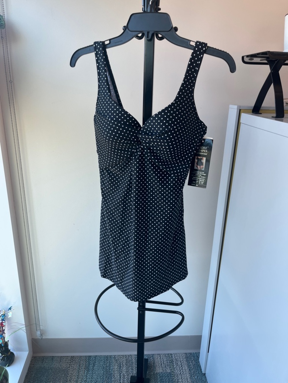 Shore Shapes Black One-Piece Swimsuit with White Polka Dots
